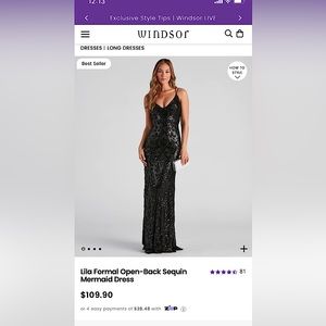 Black maxi sequinned prom dress